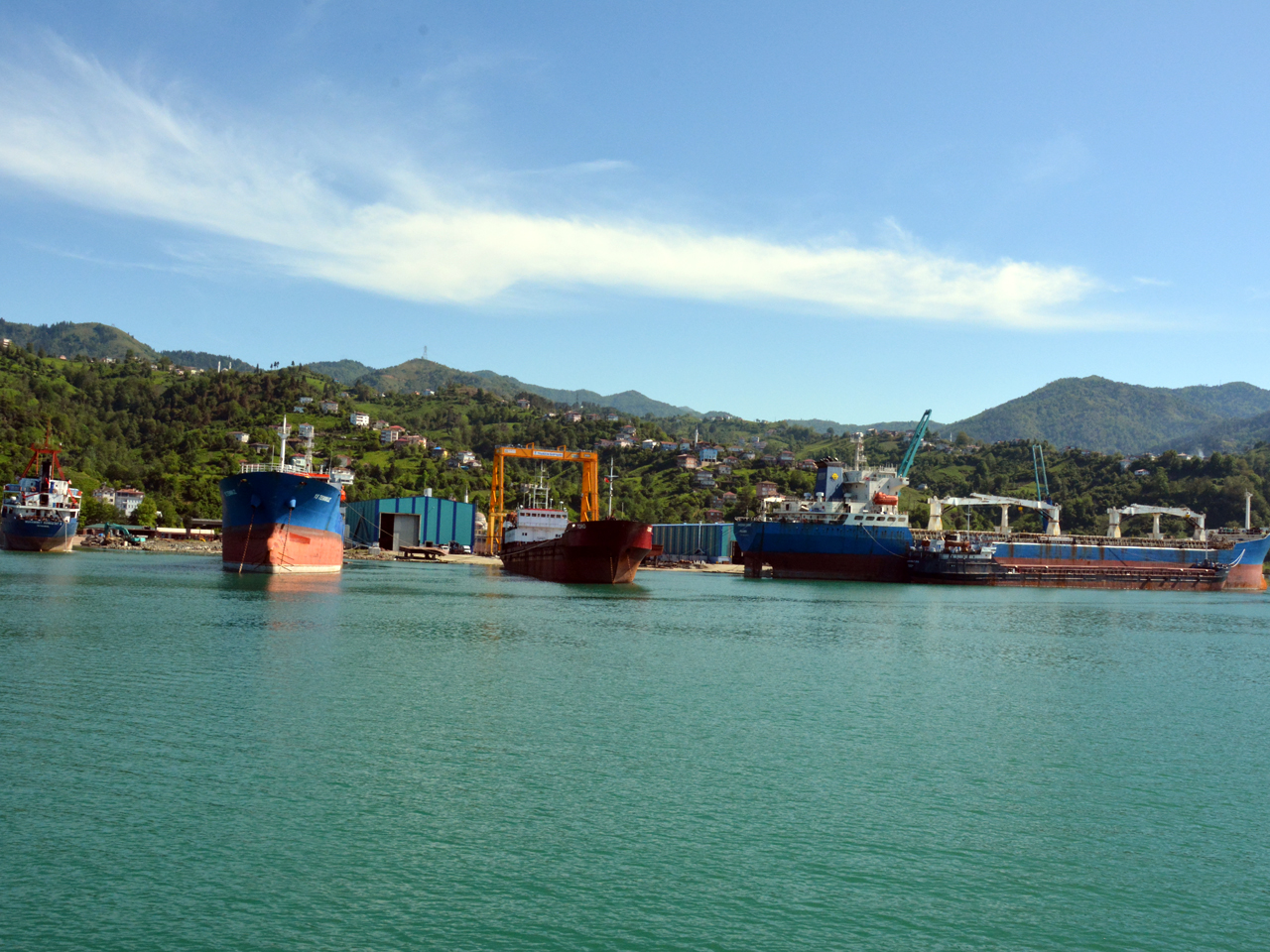 Ships at Trabzon Shipyard on the Black Sea