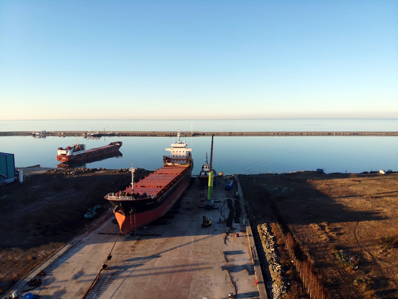 Cargo ship on the Trabzon Shipyard slipway